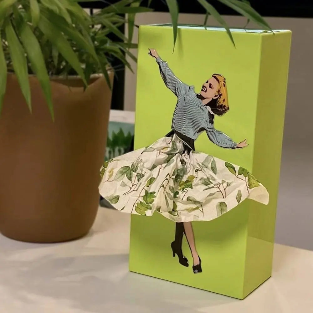 Tissue Box Cover with Moving Skirt and Weighted Base, Fits Standard Rectangular Boxes All Vera Mart