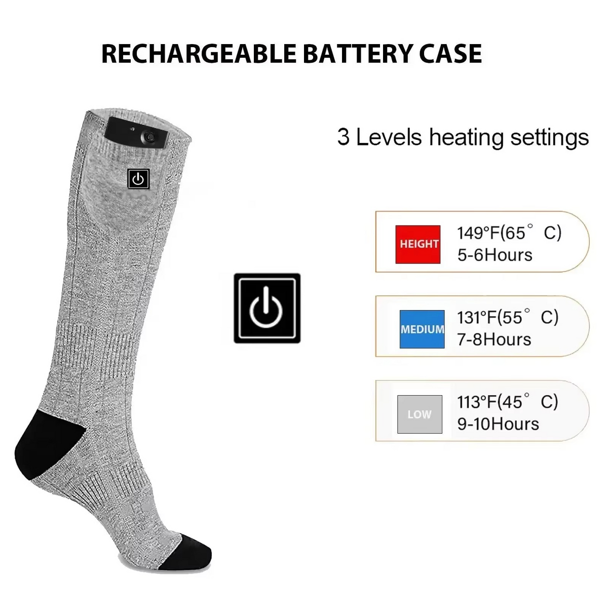 Heated Socks with Rechargeable Battery and Cushioned Sole for Winter Activities All Vera Mart