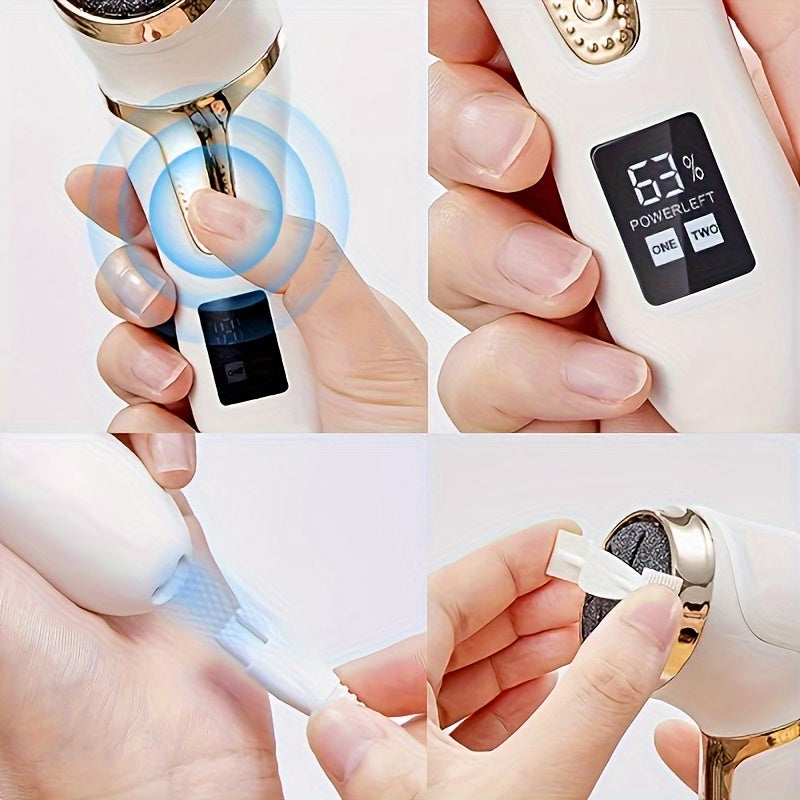 Electric Foot File with Built-In Vacuum and Three Grinding Heads, Waterproof Rechargeable All Vera Mart