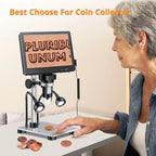 High-magnification digital microscope with 7-inch display & 1200X zoom for intricate inspection tasks.