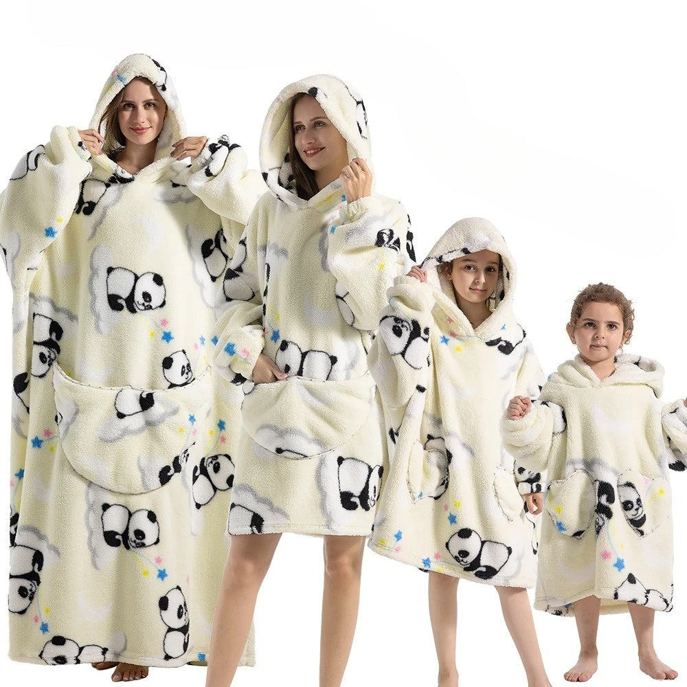 Oversized Hoodie Blanket with Pumpkin Pattern and Full Arm Coverage, Machine Washable All Vera Mart