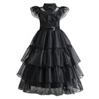Girls Gothic Layered Cake Gown with Mesh Panel Details and Decorative Pattern All Vera Mart