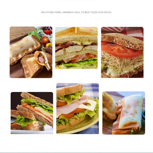 Stovetop Sandwich Pan with Dual Nonstick Plates and Detachable Handle, 12x5.5in All Vera Mart