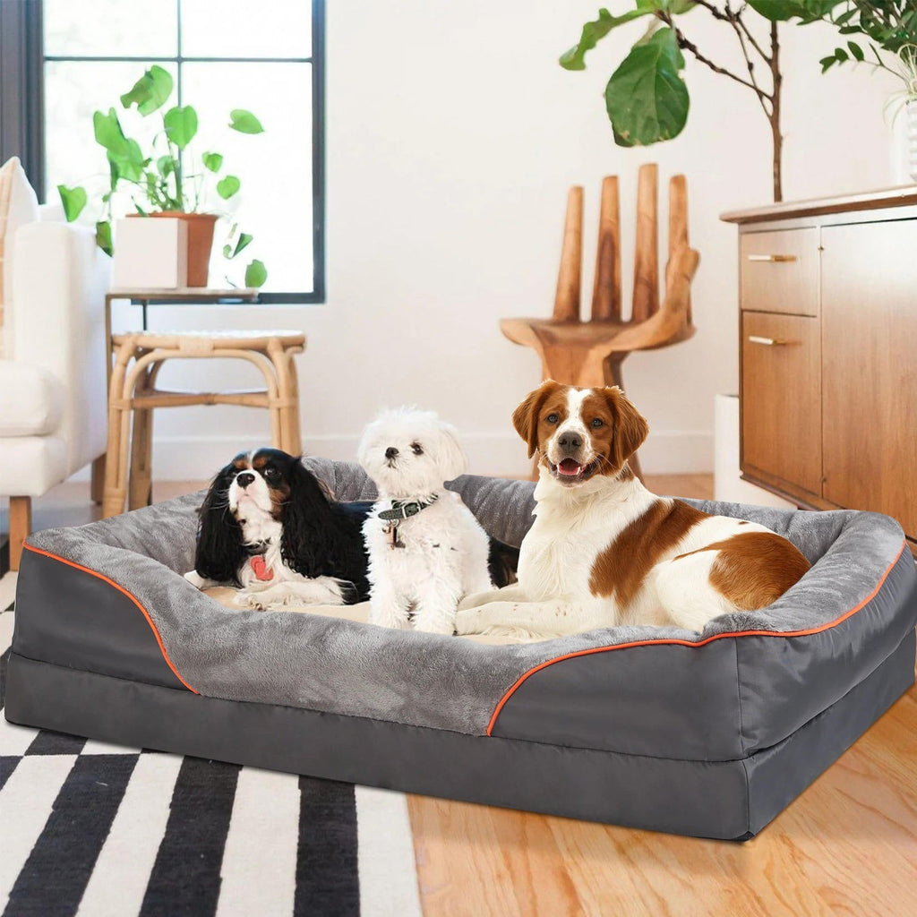 Dog Bed with Orthopedic Foam and Raised Cushioned Walls, Machine Washable All Vera Mart