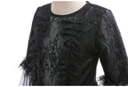 Girls Witch Queen Dress with Ruffle Trim and Decorative Pattern, Mid Calf Length All Vera Mart
