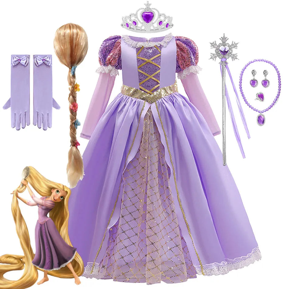 Girls Ball Gown Dress with Puff Sleeves and Applique Details, Mid Calf Length All Vera Mart