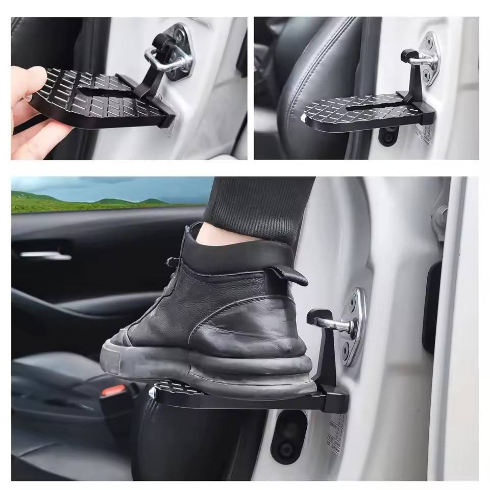 Aluminum Alloy Roof Rack Step with Rotatable Hook and Textured Grip, Window Breaker All Vera Mart