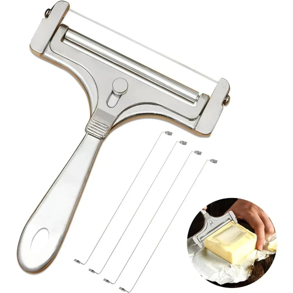 Adjustable Cheese Slicer with Stainless Steel Frame and 4 Spare Wires All Vera Mart
