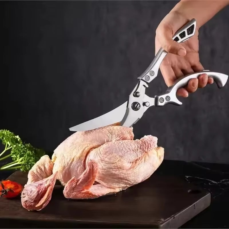 Kitchen Shears with Serrated Blades and Auto Rebound Spring for Poultry, Fish and Bones All Vera Mart