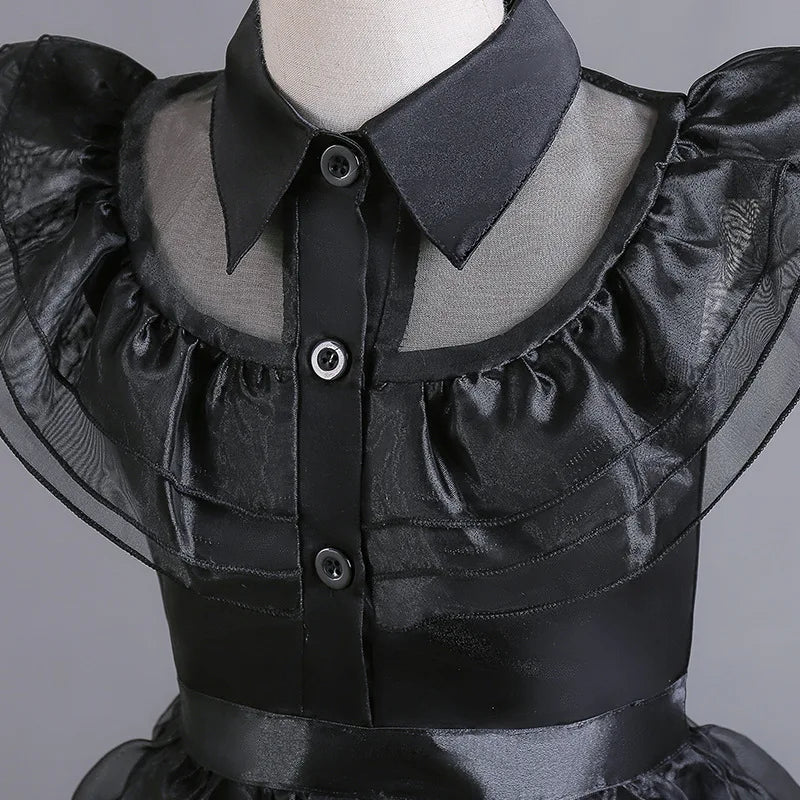Girls Gothic Layered Cake Gown with Mesh Panel Details and Decorative Pattern All Vera Mart