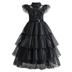 Girls Gothic Layered Cake Gown with Mesh Panel Details and Decorative Pattern All Vera Mart