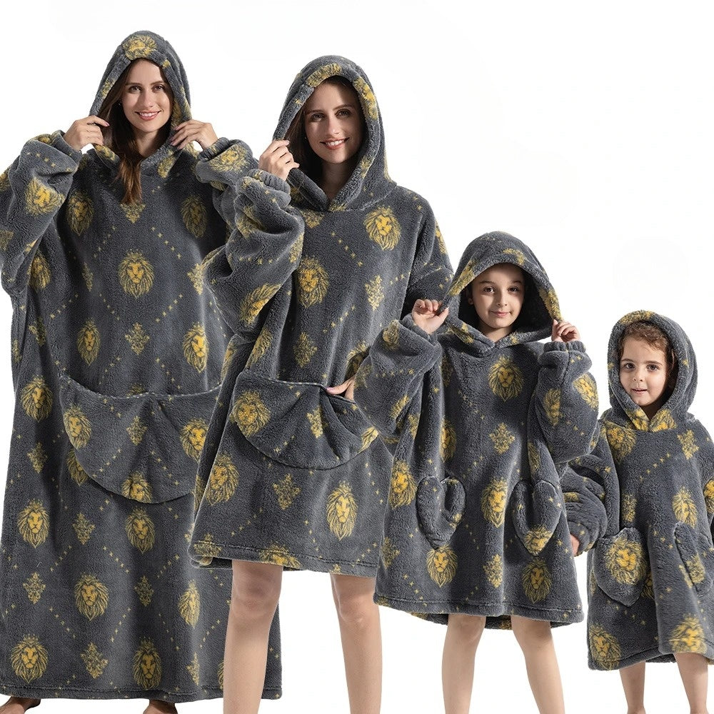Oversized Hoodie Blanket with Pumpkin Pattern and Full Arm Coverage, Machine Washable All Vera Mart
