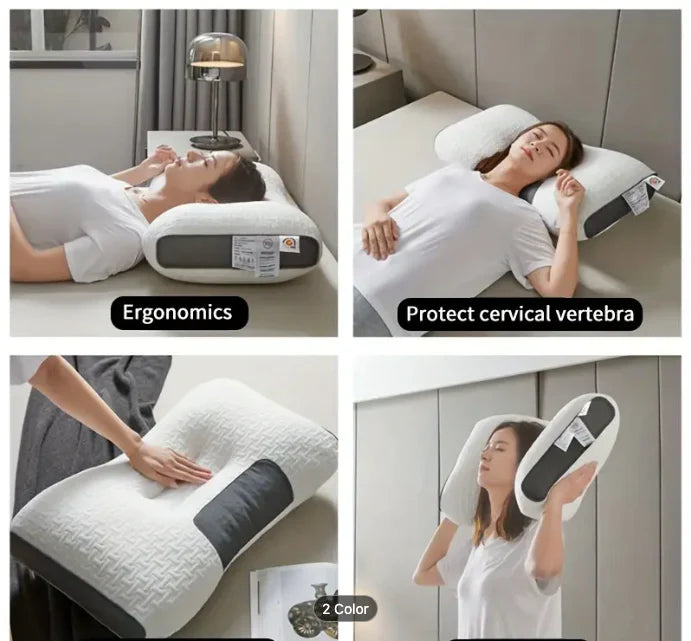 Cervical Support Pillow with Contoured Design and Soybean Fiber Filling All Vera Mart