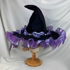 Woven Witch Hat with Pointed Cone and Bow Trim in Four Bow Colors