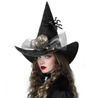 Light Up Witch Hat with Spider Web Pattern and Rose Accents in Five Styles
