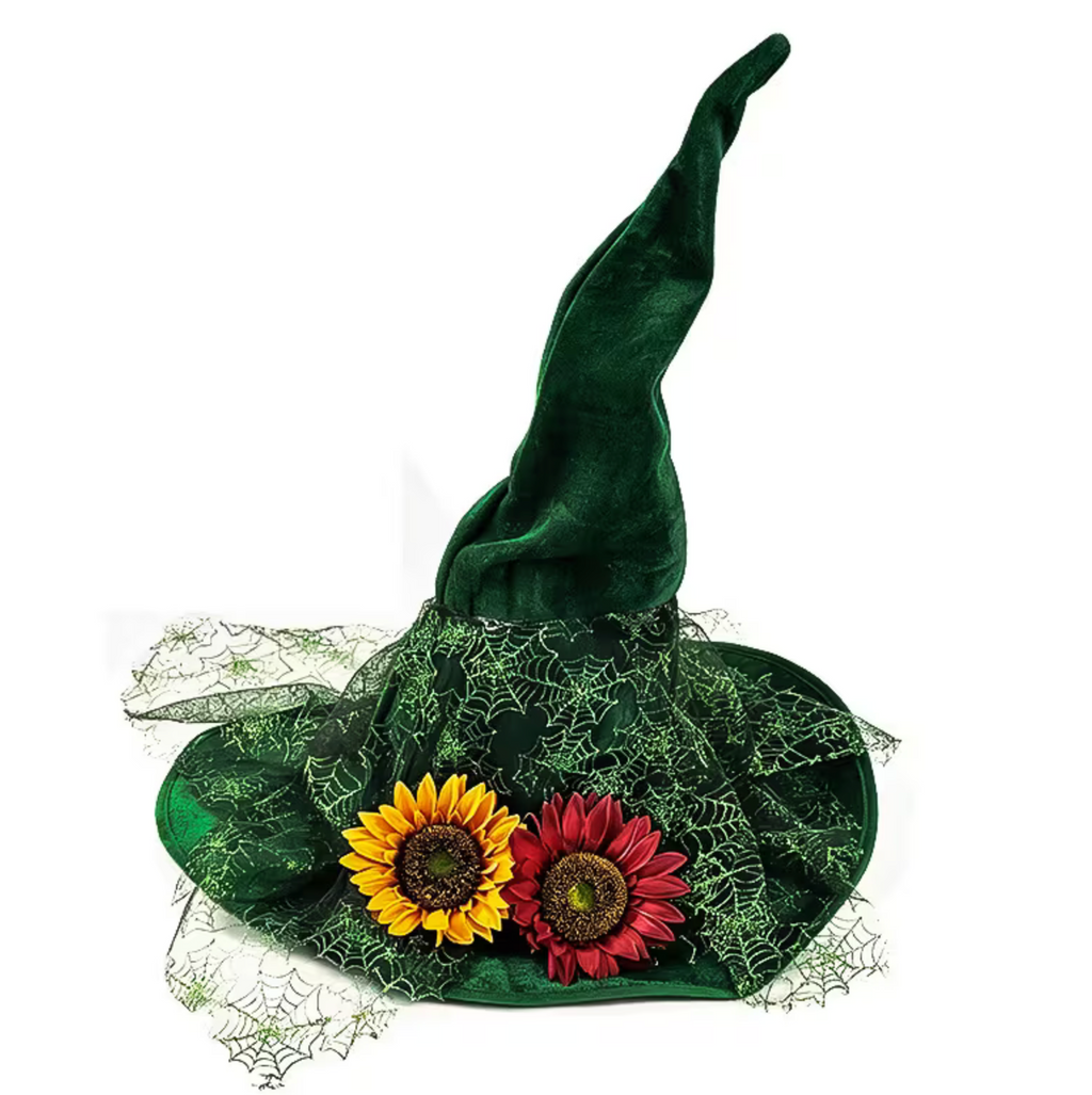 Twisted Brim Witch Hat for Adults with Decorative Trim