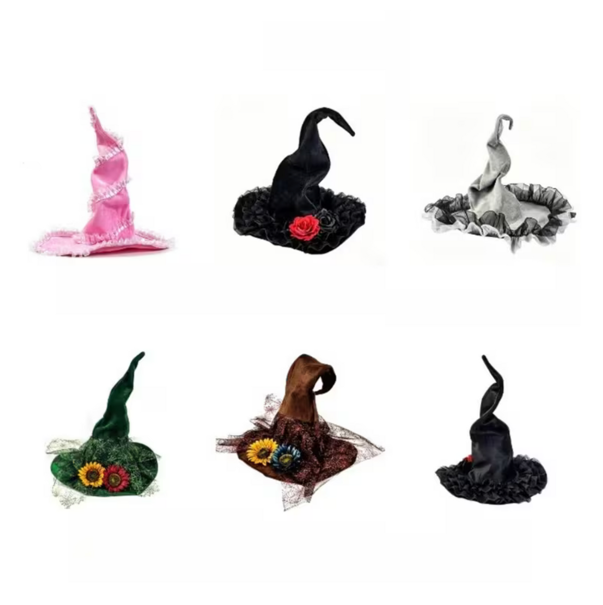 Twisted Brim Witch Hat for Adults with Decorative Trim