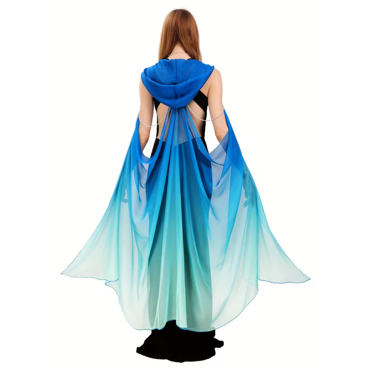 Full Length Tulle Cloak with Hood and Off Shoulder Capelet