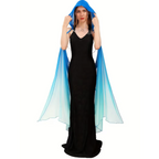 Full Length Tulle Cloak with Hood and Off Shoulder Capelet
