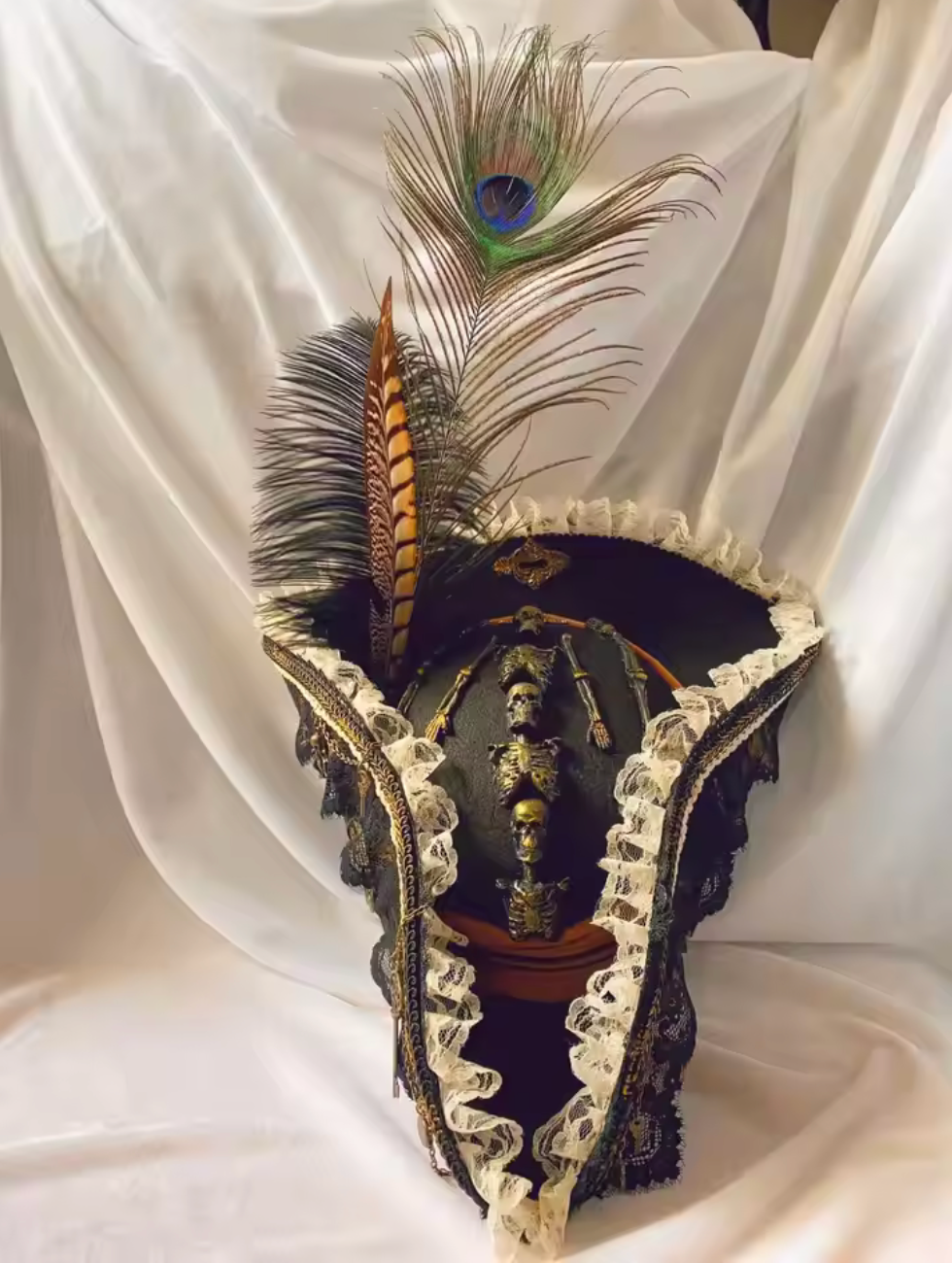 Pirate Skull Triangle Hat in Knit Fabric for Costume Events