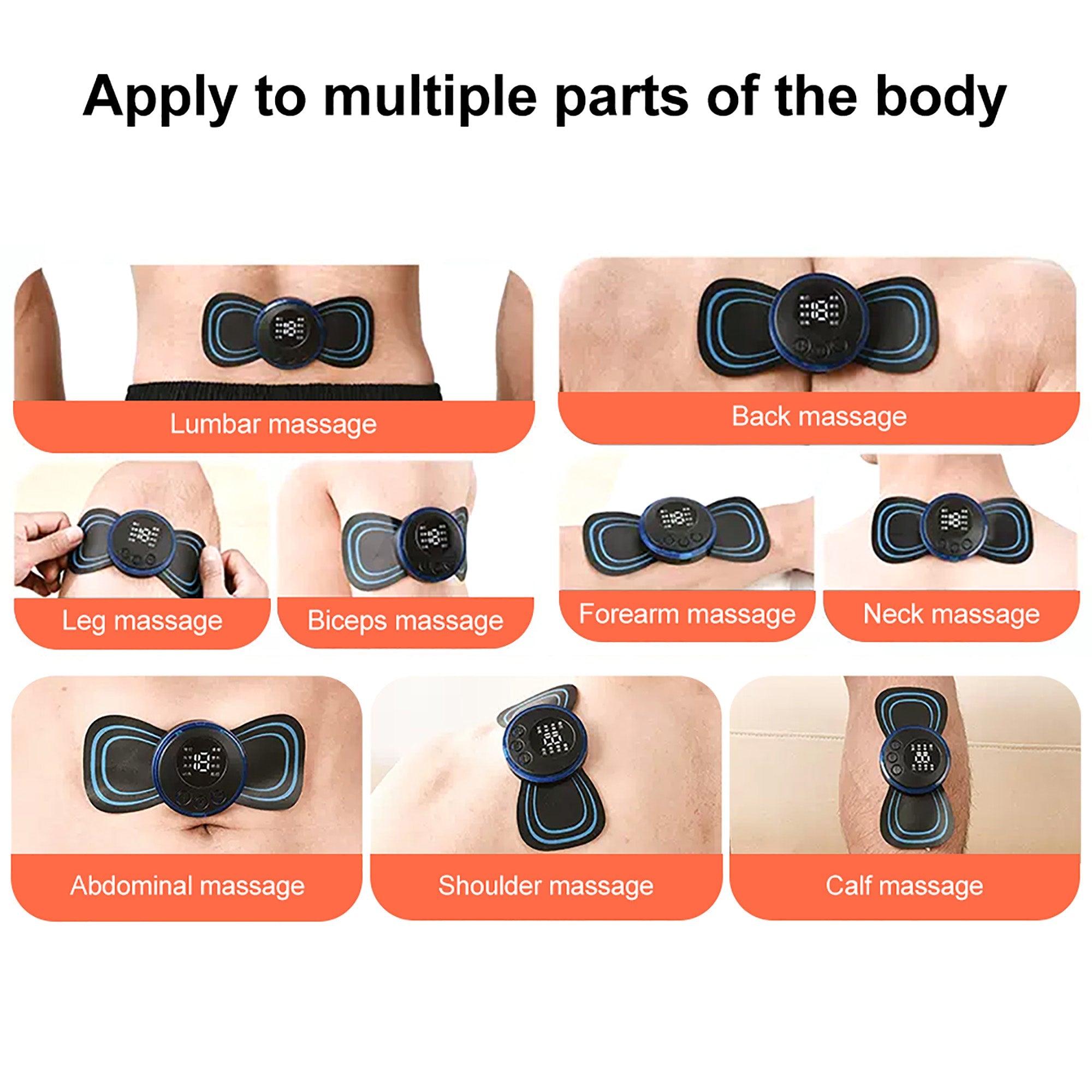 Wireless Pulse Massager with 8 Patterns and 19 Intensity Settings, Replaceable Gel Patches All Vera Mart