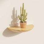Floating Half Moon Wooden Shelf with Natural Grain Finish All Vera Mart