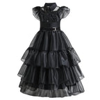 Girls Gothic Layered Cake Gown with Mesh Panel Details and Decorative Pattern All Vera Mart