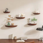 Floating Half Moon Wooden Shelf with Natural Grain Finish All Vera Mart