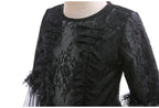 Girls Witch Queen Dress with Ruffle Trim and Decorative Pattern, Mid Calf Length All Vera Mart