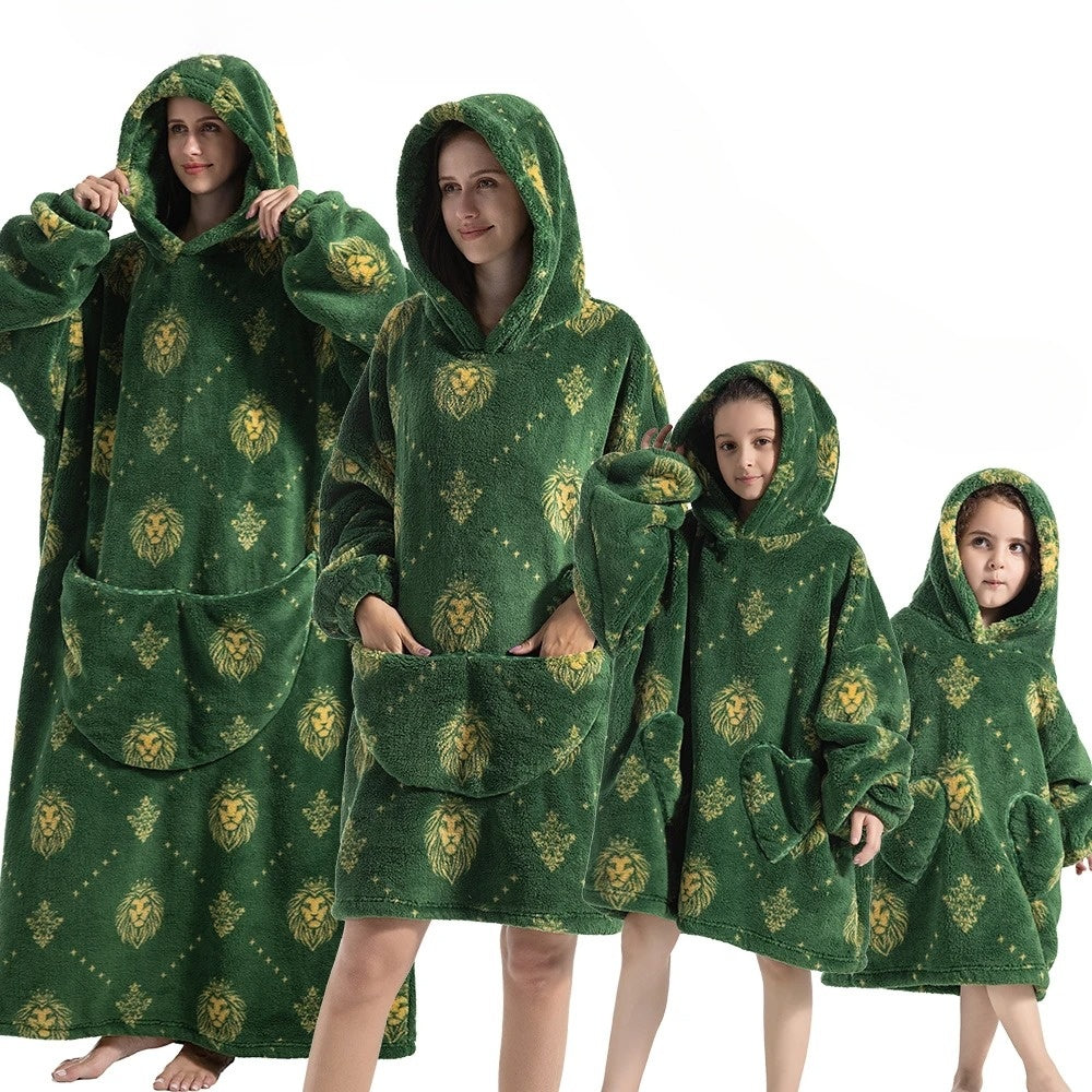 Oversized Hoodie Blanket with Pumpkin Pattern and Full Arm Coverage, Machine Washable All Vera Mart