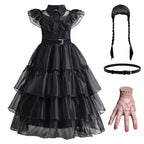 Girls Gothic Layered Cake Gown with Mesh Panel Details and Decorative Pattern All Vera Mart
