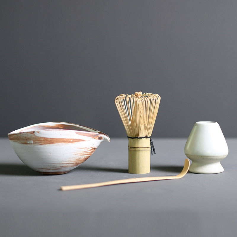 Matcha Whisk Set with Ceramic Bowl and Bamboo Whisk, Wooden Spoon All Vera Mart