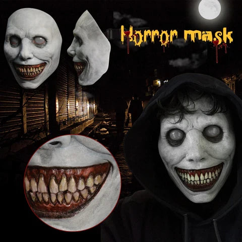 Full Head Latex Mask with Oversized Grinning Face and White Eyes for Halloween All Vera Mart