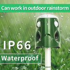 Ultrasonic Animal Repellent with 360° Sensor and Flashing Lights, Solar Powered All Vera Mart