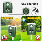 Ultrasonic Animal Repellent with 360° Sensor and Flashing Lights, Solar Powered All Vera Mart