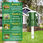 Ultrasonic Animal Repellent with 360° Sensor and Flashing Lights, Solar Powered All Vera Mart