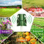Ultrasonic Animal Repellent with 360° Sensor and Flashing Lights, Solar Powered All Vera Mart