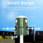 Ultrasonic Animal Repellent with 360° Sensor and Flashing Lights, Solar Powered All Vera Mart