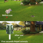Ultrasonic Animal Repellent with 360° Sensor and Flashing Lights, Solar Powered All Vera Mart