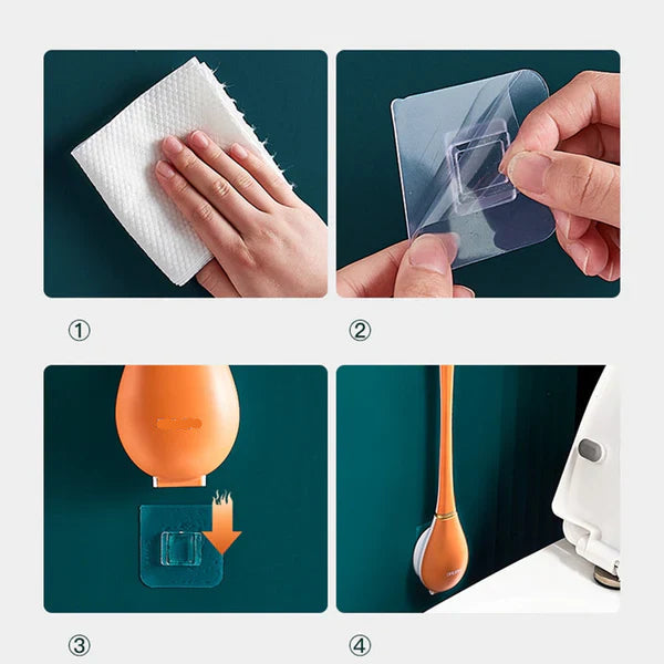 Toilet Brush with Silicone Nubs and Wall Mount Holder, Fast Drying All Vera Mart