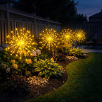 Solar Starburst Garden Stake Lights Set of 2 with Fairy Light Strands in Two Color Options