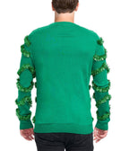 Mens Gaudy Garland Christmas Sweater with Shiny Baubles and Tinsel Trim
