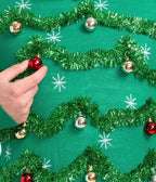 Mens Gaudy Garland Christmas Sweater with Shiny Baubles and Tinsel Trim