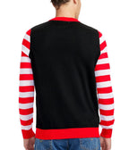 Mens Get Lit Light Up Christmas Tree Sweater with Candy Cane Sleeves and Battery Pack