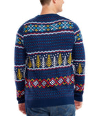 Mens Polar Bear Party Ugly Christmas Sweater with Fair Isle Pattern and Santa Hats