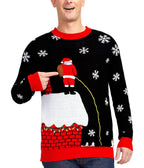 Mens Cheeky Santa Light Up Christmas Sweater with a Glowing Rooftop Stream
