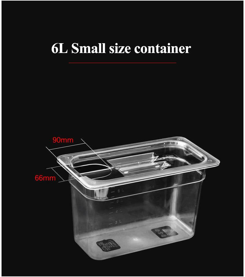Polycarbonate Sous Vide Container with Fitted Lid and Internal Measurement Marks, 6L and 11L Options All Vera Mart