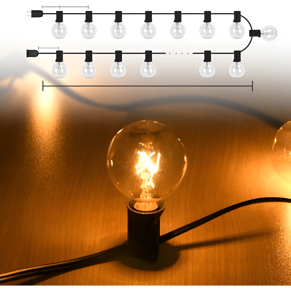 Shatterproof Outdoor String Lights with Warm White LED Bulbs and Connectable Cord All Vera Mart