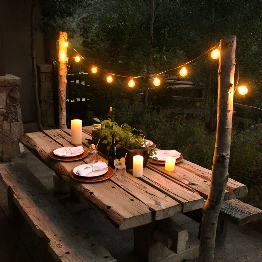 Shatterproof Outdoor String Lights with Warm White LED Bulbs and Connectable Cord All Vera Mart
