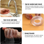 Double Sided Adhesive Tape Roll with Gel Grip and No Residue Removal, 9.8ft All Vera Mart